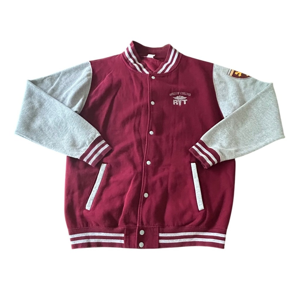 Varsity Jacket Molloy College RT XXL Burgundy Sweatshirt Letterman University